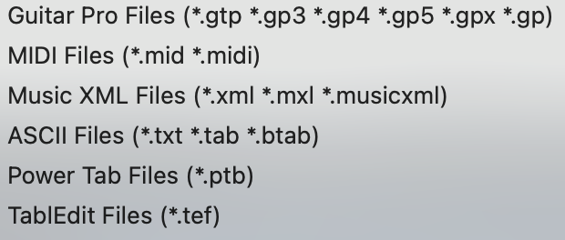 Supported File Types GP